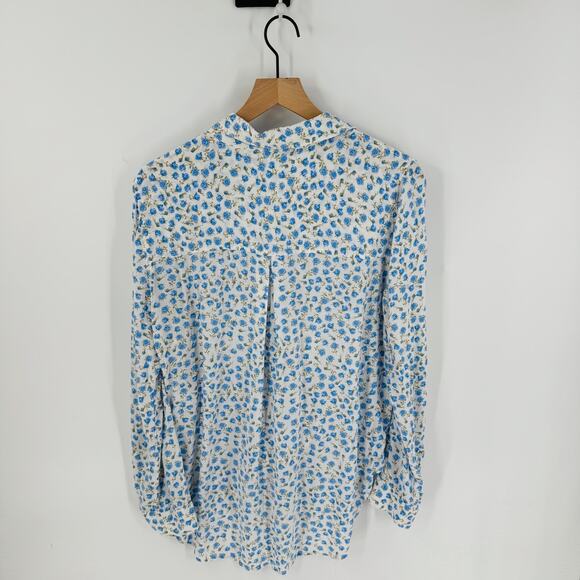 Jane and Delancey White Powder Blue Cottage Feminine Layering Top Size Large - Picture 2 of 6